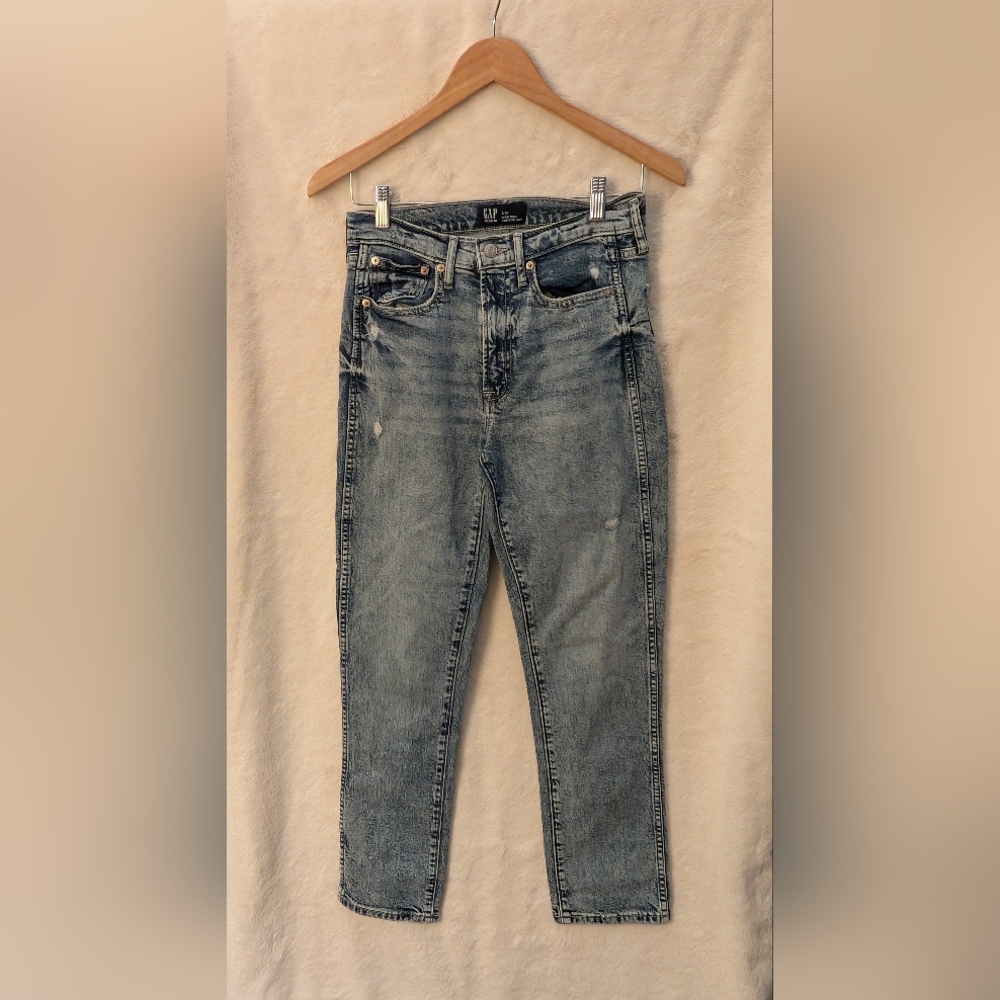 GAP High Rise Vintage Slim Jeans – Size 2/26 | Distressed Acid Wash Denim